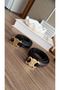 Original Leather Women's Belt with Buckle, Brown - 3