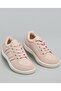 Pink Girl's Solid Lace Up Sneakers - 5