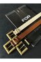 3-Piece Antique Square Buckle Bridged Women's Belt, Trouser Belt, Coat Belt, Dress Belt - 2