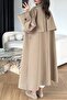 Camel Shoulder Long Apolleted Polyviscon Long Trench Coat 9476 - 4