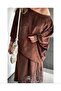 Women's Velvet Boho Skirt & Blouse Set Brown - 2