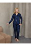Grody.T Women's Suede Velvet Buttoned Shirt Collar Long Sleeve Bottom Top Patterned Pajama Set - 3