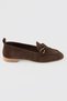 Women's Genuine Suede Leather Ballerinas Brown Demira with Gold Accessories - 4