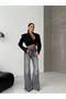 TREND SPECIAL DESIGN HIGH-WAIST TINT-EFFECT CROSSOVER CLOSURE WAIST DETAIL WIDE-LEG DENIM JEAN PANTS - 7