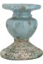 Small Distressed Blue Terracotta Pillar Candle Holder - 3