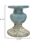 Large Distressed Blue Terracotta Pillar Candle Holder - 2