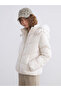 Beige Fur Hooded Women's Puffer Coat
