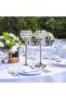 Crystal Hurricane Candle Holder Silver Candlestick Set of 2 - 6