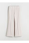 Beige Wide Leg Women's Sweatpants with Elastic Waist - 5