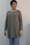 Low-Cut Boat Neck Combed Viscose Long-Sleeved T-Shirt with a Low Armhole and a Large Green Size. - 2