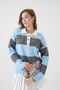 Oversized Color Block Half Placket Button Knitwear Sweater Aw25Kz0099 - 4
