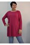 Close to Dark Pink, Full-Length Low-Sleeved Long-Sleeved Combed Viscose T-Shirt in a Vibrant Fuchsia Size