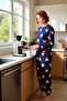 Women's Teddy Bear Pajama Set Long Sleeve Crew Neck Functional Durable Quality Comfortable - 2