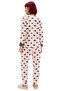 Women's Red Heart Patterned Fleece Pajama Set and Sleep Headband Functional Durable Aesthetic - 5