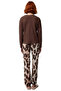 Women's Leopard Print Crew Neck Long Sleeve Pajama Set Functional Durable Quality - 5