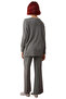 Women's Anthracite Corded Fabric Knitted Crew Neck Pajama Set Functional Durable Quality Stylish - 5