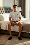 Men's Dog Embroidered Crew Neck Short Sleeve Pajama Set Functional Durable Quality Stylish - 3