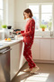 Women's Eye Printed Crew Neck Long Sleeve Pajama Set Functional Durable Quality Stylish - 2