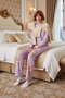 Women's Lilac Christmas Themed Cotton Pajama Set Functional Durable Quality Comfortable Stylish - 3