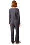 Women's Anthracite V-Neck Lace Bow Detailed Corded Fabric Knitted Pajama Set Functional Aesthetic - 5
