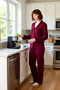 Women's Shirt Collar Flywheel Detailed Pajama Set Functional Durable Quality Comfortable Sports - 2
