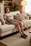 Women's Teddy Bear Printed Crew Neck Cotton Pajamas Set Functional Durable Quality Stylish