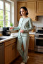 Women's Corded Fabric Cardigan Pajama Set Functional Durable Quality Comfortable Aesthetic Modern - 2