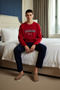 Women's Red Slogan Embroidered Fleece Pajama Set Functional Durable Quality Comfortable Stylish - 3