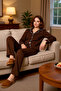Women's Heart Patterned Muslin Pajama Set Shirt Collar Long Sleeve Functional Durable Comfortable