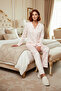 Women's Heart Patterned Plum Shirt and Pants Pajama Set Functional Durable Quality Stylish - 3