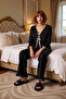Women's Muslin Woven Pajama Set V-Neck Three-Quarter Sleeves Functional Durable Quality Comfortable - 3