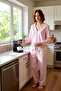 Women's Striped Shirt Collar Pajama Set Functional Durable Quality Comfortable Aesthetic Stylish - 2
