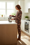 Women's Teddy Bear Patterned Shirt and Pipe Leg Pajama Set Functional Durable Quality Sports - 2