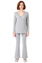 Women's Anthracite Double-Breasted Collar Tie Detail Knitted Pajama Set Functional Durable Comfortable - 4