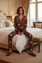Women's Teddy Bear Patterned Shirt and Pipe Leg Pajama Set Functional Durable Quality Sports - 3