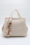 Women's Cream Large Size Inner Pocket Double Handle Scarf Detailed Useful Cross Strap Hand and Shoulder Bag - 5