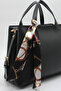 Women's Black Large Bag – Double Handle, Scarf Detail Stylish Design - 6