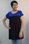 Black Indigo Blue Size Color Block Whole Low-Sleeve Combed Viscose T-Shirt - 6