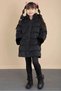 Girl's Inflatable Coat Furry Black Detachable Hood Zippered - 7