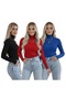 High-Necked Long Sleeve Women's Bodysuit Sweater Set of 3 - Red Main Colors