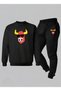 Sweatshirt - Tracksuit Set Crew Neck Children's Havali Boğa Printed 3 Thread Raised