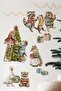 New Year Tree and Animals Glass Wall Sticker Set - Christmas Ornament Decor Set