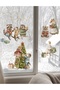 New Year Tree and Animals Glass Wall Sticker Set - Christmas Ornament Decor Set - 2