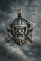 Stainless Steel Viking Warrior Shield Detailed Odin Necklace