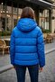 Water and Windproof Women's Hooded Inflatable Blue Coat - 3