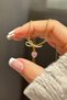 316L Steel Zircon Stone Knot Model Dangle Pink Heart Women's Necklace - 4
