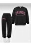 Girls' Bottom and Top Pink Leopard Losangeles Printed Circular Neck Sweatshirt Set