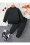 Boys' Bottom and Top Astronaut Printed Circular Neck Sweatshirt Set - 3