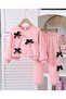 Crew Neck Top and Bottom Pink and Black Ribbons Detailed Tracksuit Set - 2