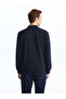 Navy Blue College Collar Long Sleeve Men's Zippered Sweatshirt - 5